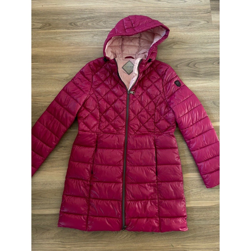 NOIZE COAT Puffer Jacket Down Mid Length Packable Lightweight Pink Size Large